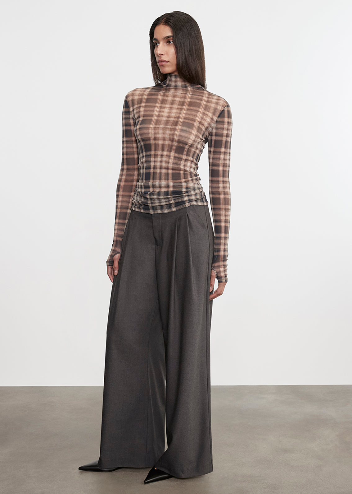 Easy Pleated Wide Leg Trouser | Charcoal