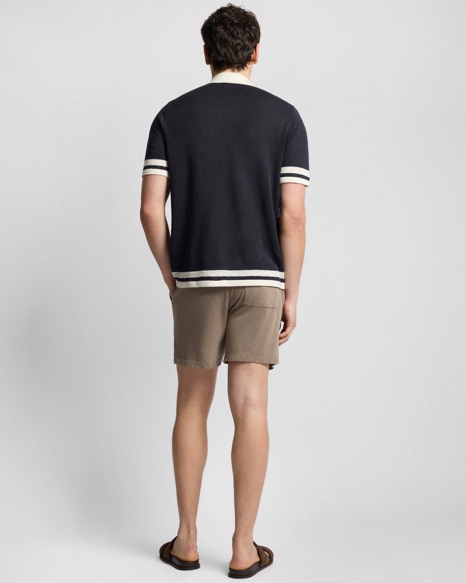 Mens | Linen Knit Camp Shirt | Midnight/Egret
