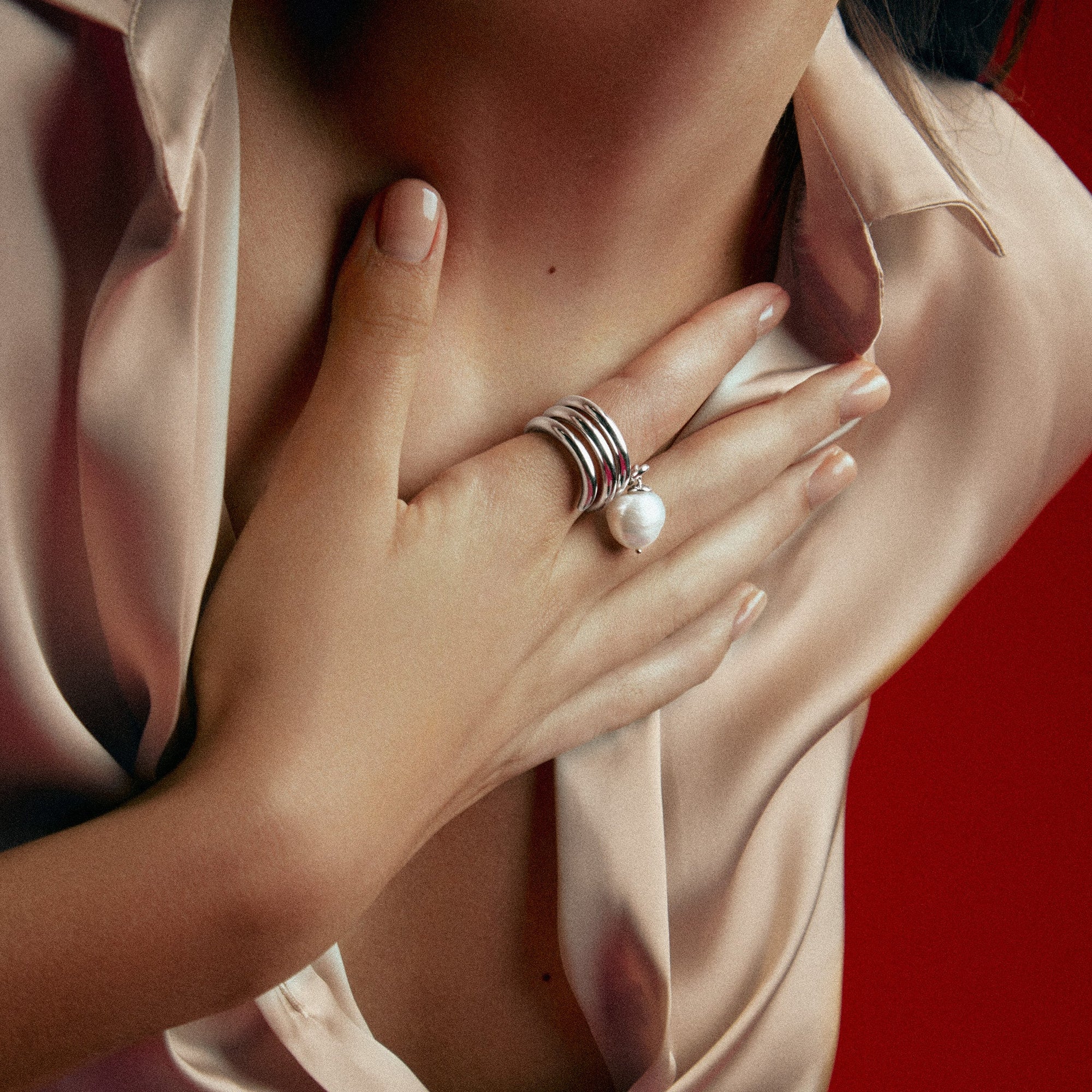 Cam Ring - High Polish | Silver | Freshwater Pearls