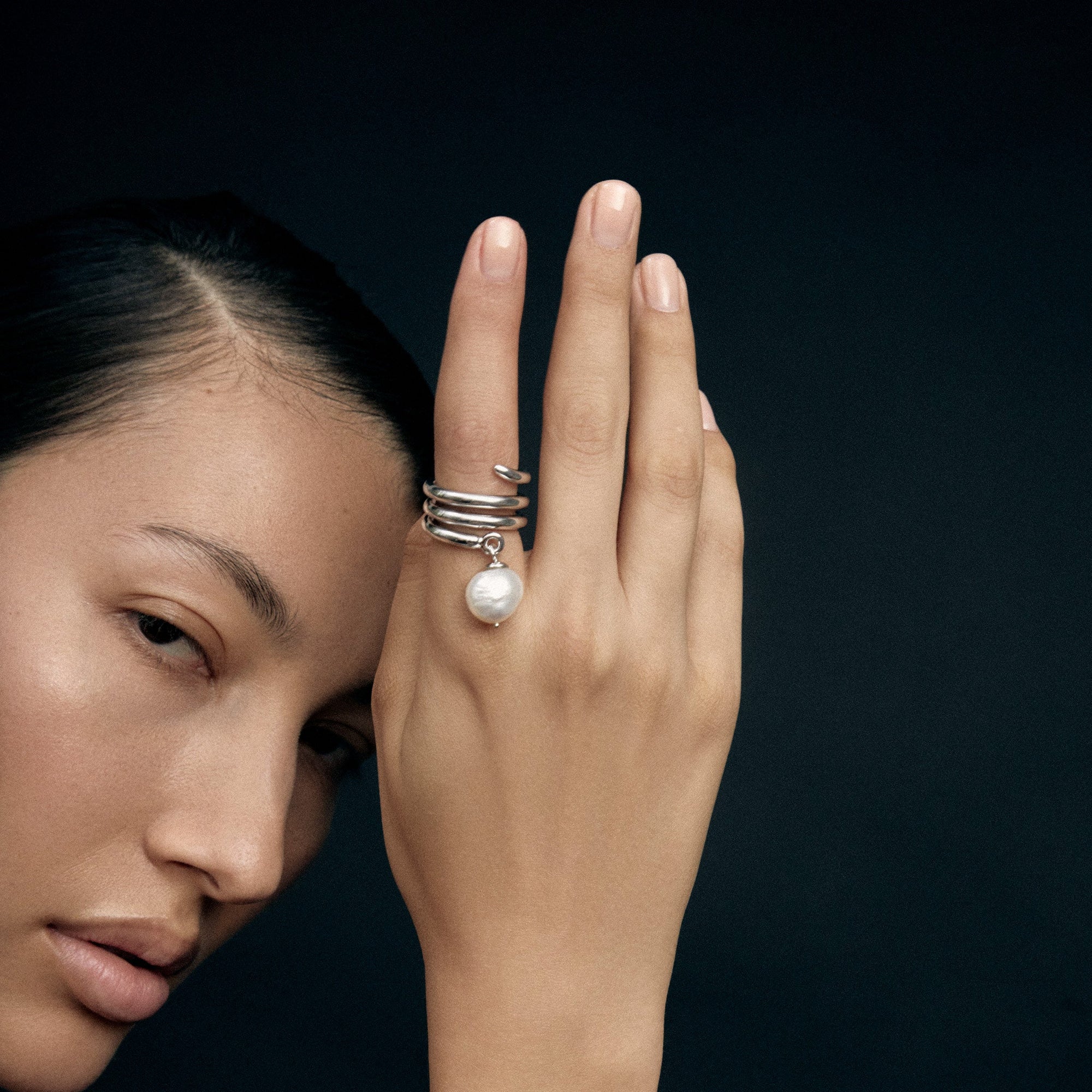 Cam Ring - High Polish | Silver | Freshwater Pearls