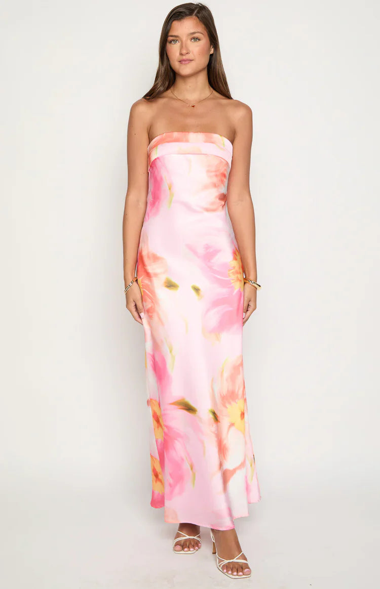 Maiah Floral Print Maxi Dress | Pink