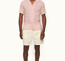 Maitan Capri Collar Stripe Cotton Shirt | Rose/White