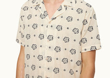 Marne Blossom Jacquard Relaxed Fit Capri Collar Shirt White Sand/Plum Colour | White Sand