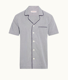 Marne Relaxed Fit Cotton Lounge Shirt | Navy/White Stripe
