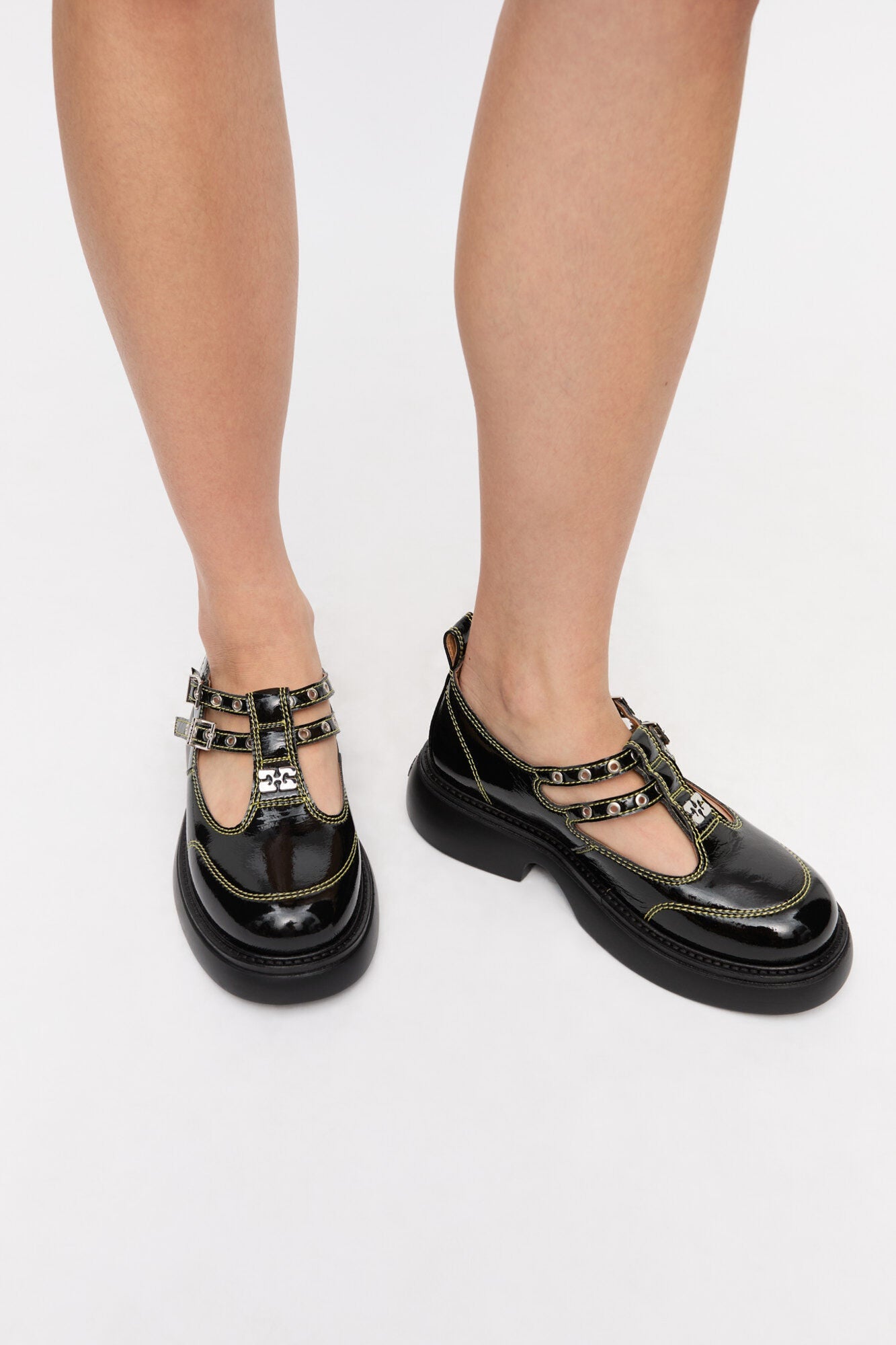 Mary Jane Shoes | Black/Yellow