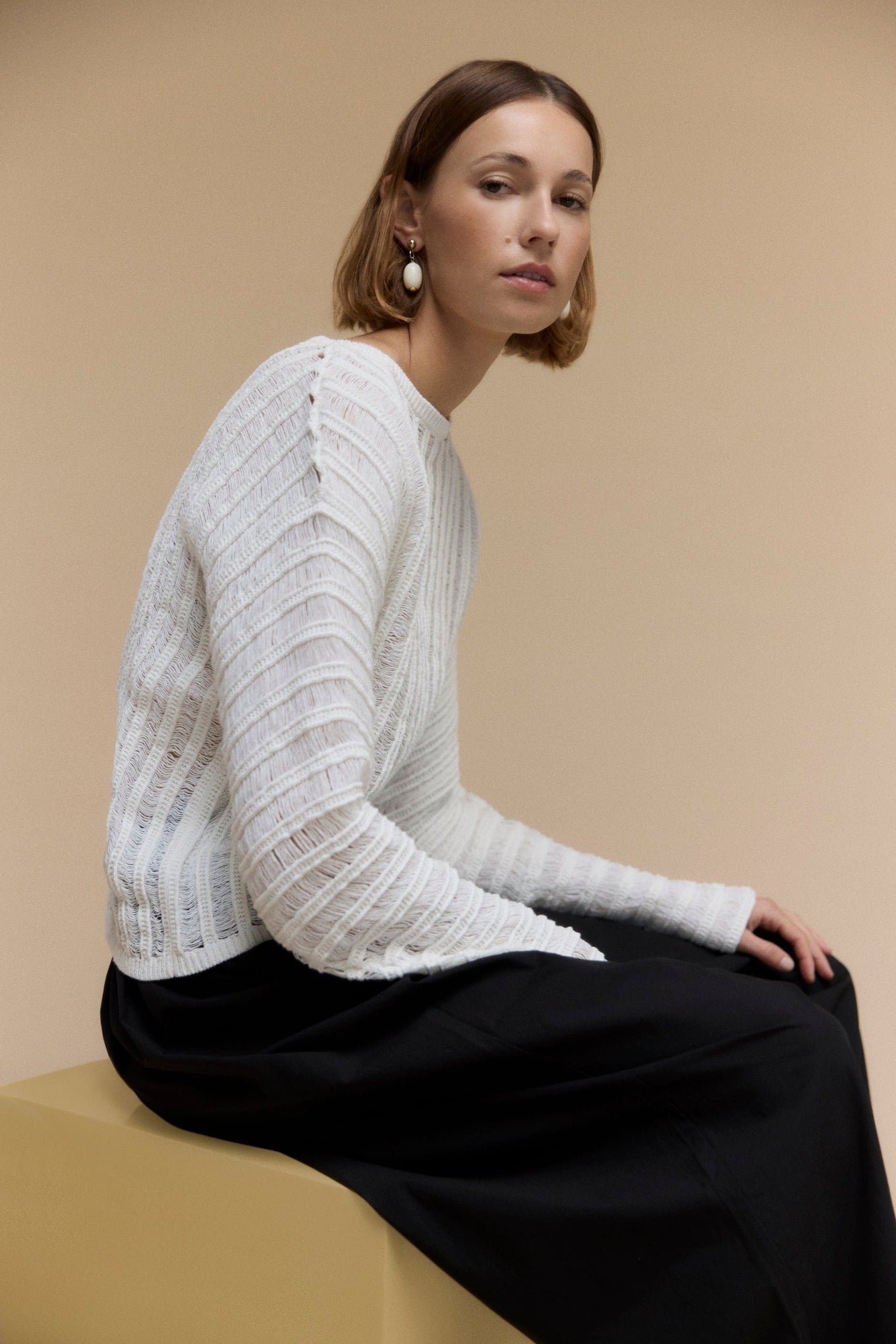 Mali | Matteo Open-Knit Cotton Sweater in Size Small