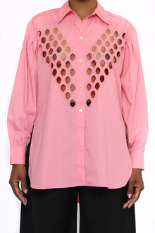 Diotima Pink Eyelet Top