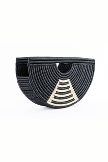 EILAF Half Moon Black Raffia Clutch