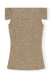 Melange Knit Off Shoulder Top | Brandy Brown