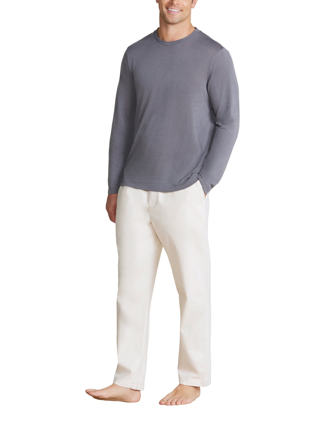 Men | MC s Slub Burnout Cut Neck Long Sleeve Tee | Coal