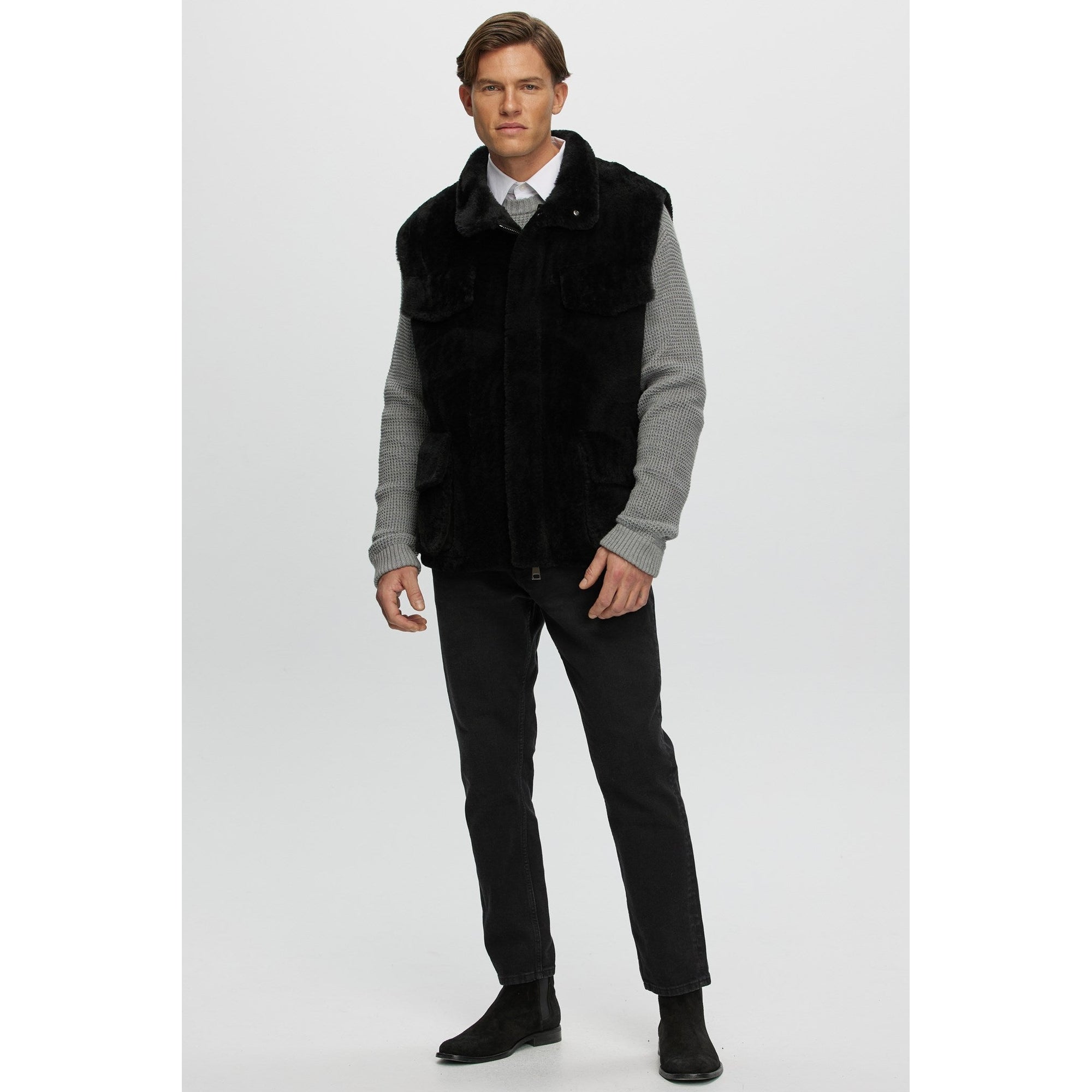 Men | Sheared Select Shearling Vest | Black