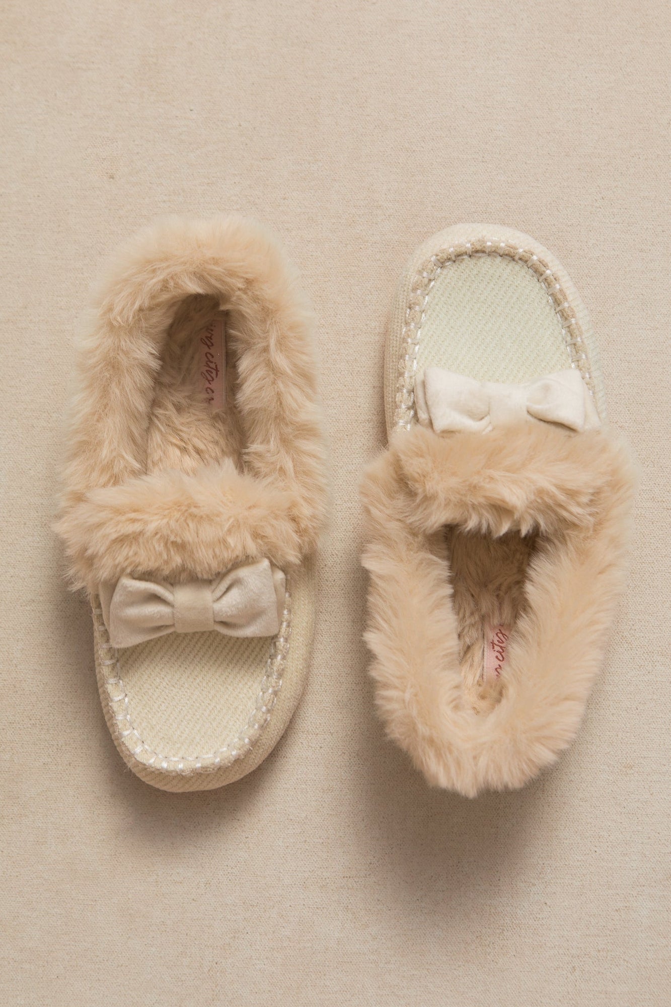 Girls | Mini Ivy Bow Slippers | Cream