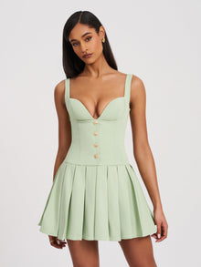 Tala Sleeveless Pleated Preppy Mini Dress | Pistachio Green