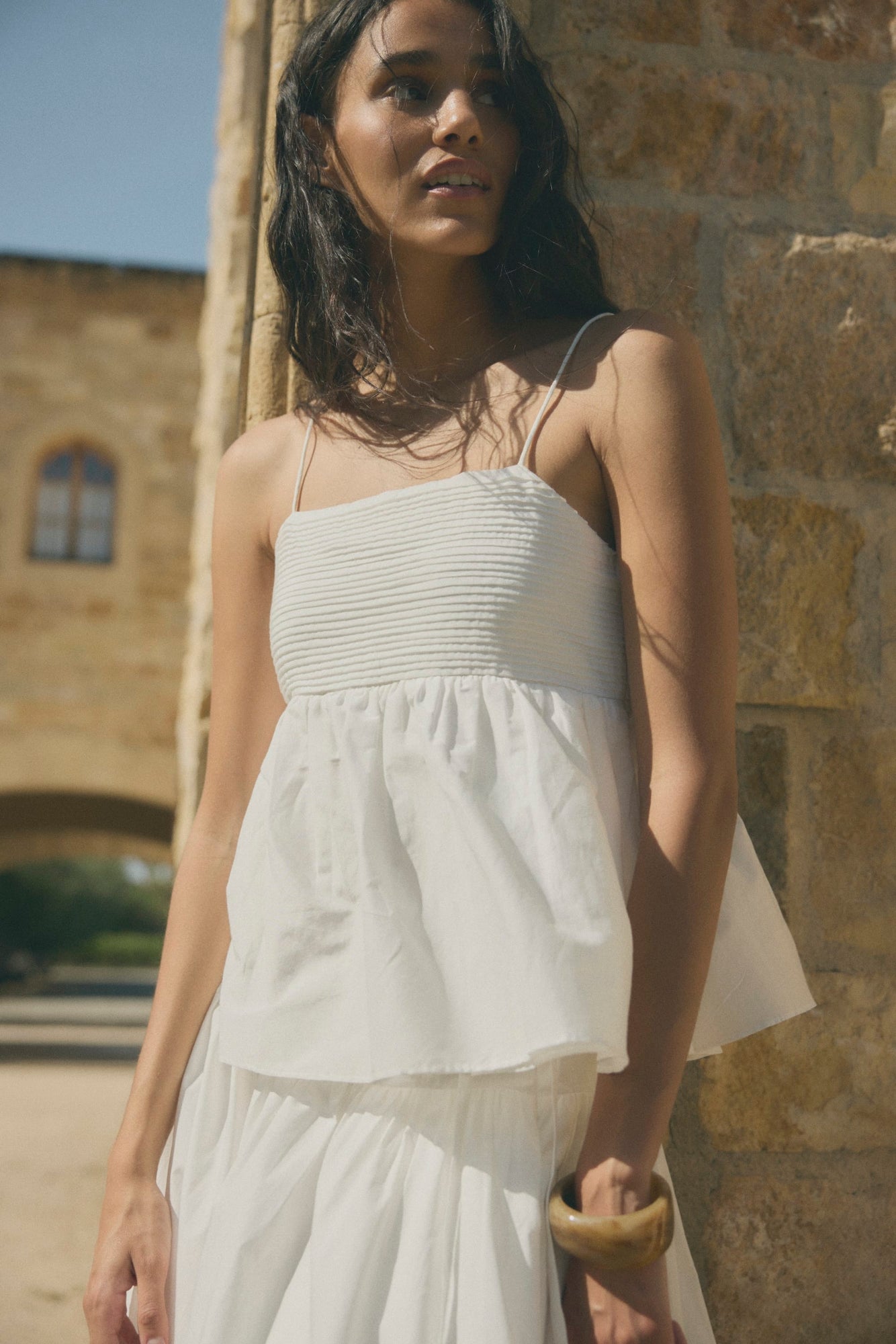 Aya | Molly Pintuck Cotton-Silk Top in Size Small