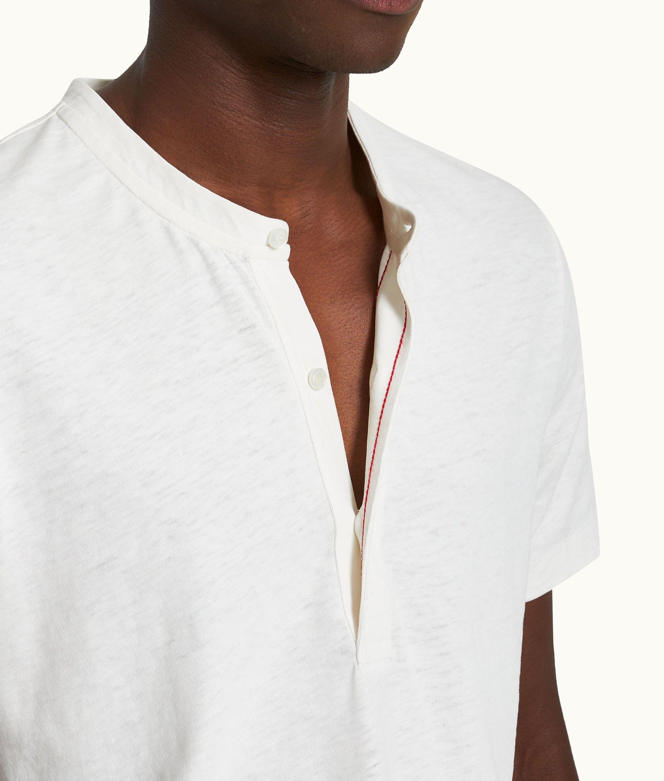 Montrose Classic Fit 3-Button Placket Cotton-Linen T-Shirt | Thasos Beach