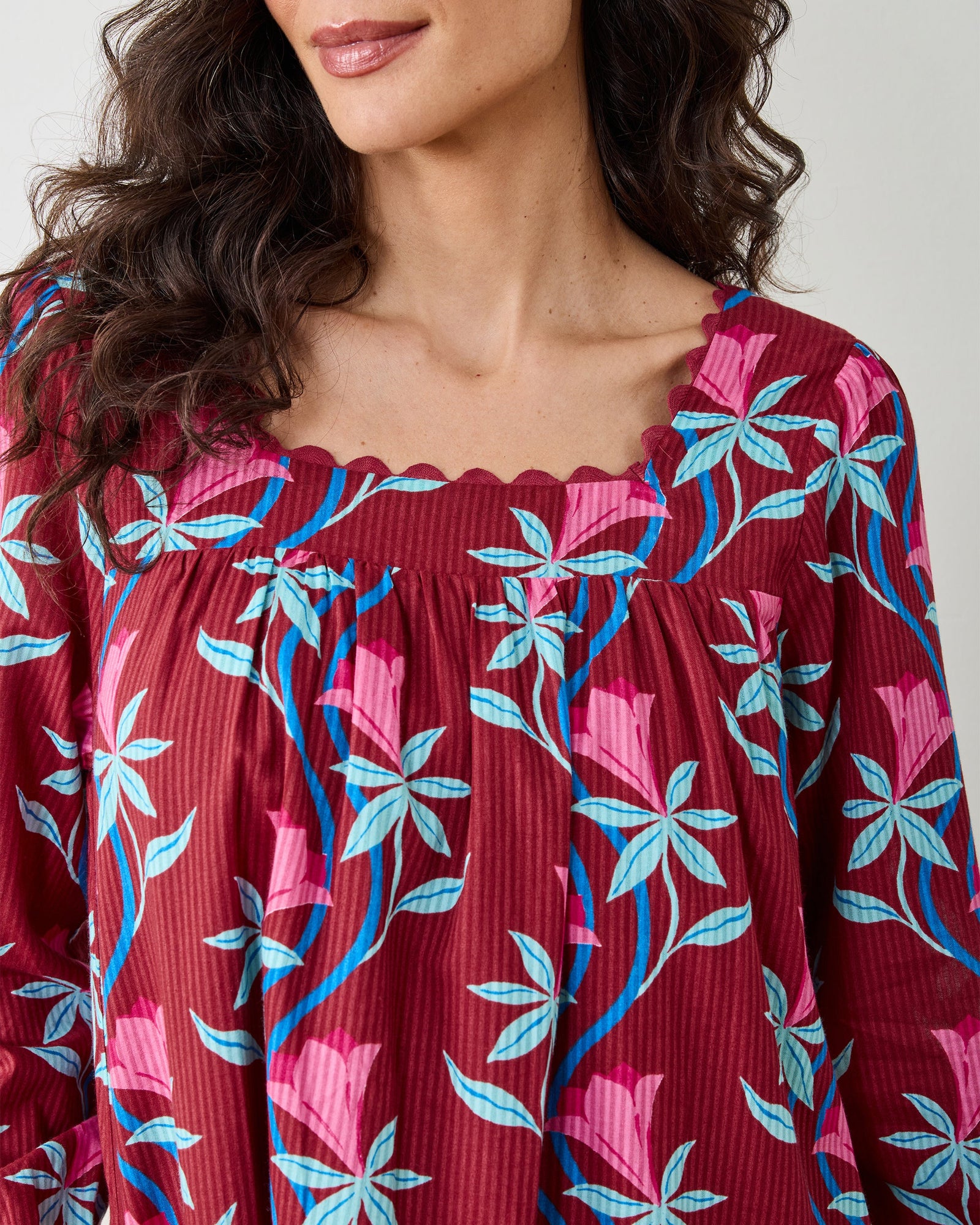 Moonflower Vine - Cypress Dress - Barn Red - Printfresh
