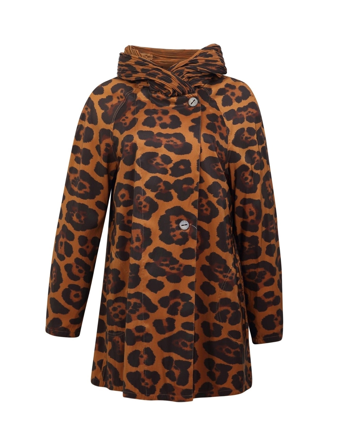 Mycra Pac | Women | Reversible Raincoat With Signature Pleated Hood In Leopard Print | Copper Leopard