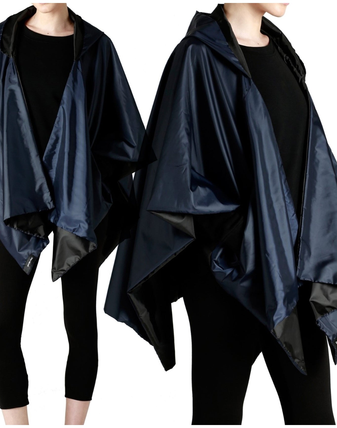 Mycra Pac | Women | Two Tone Reversible Rain Cape | Navy/Black