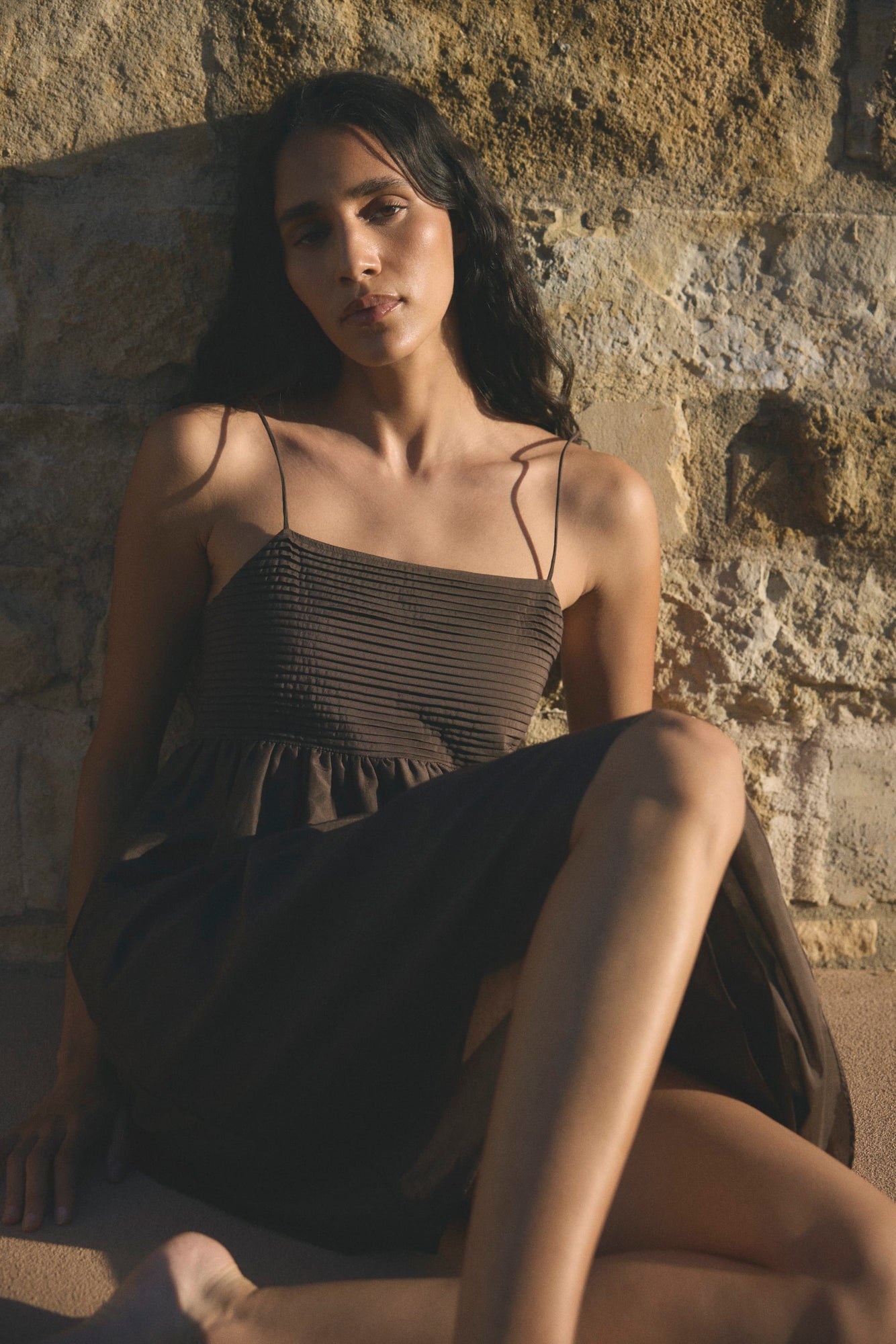 Aya | Myra Pintuck Cotton-Silk Dress in Size Small