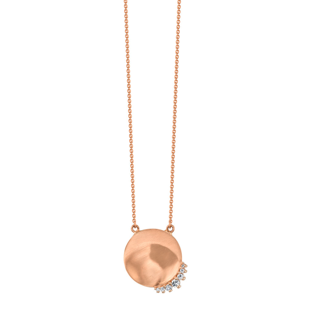 Women | Small Disco Diamond Pendant | 14k Rose Gold