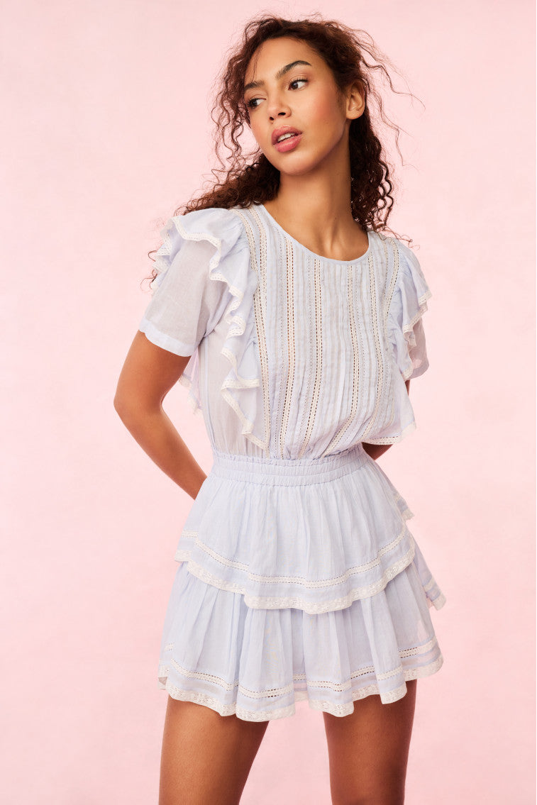 Natasha Blue Cotton Mini Dress | Baby Bluebell