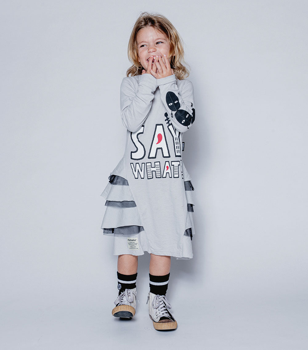 Kid | Say What! Layered Dress | Ice Grey