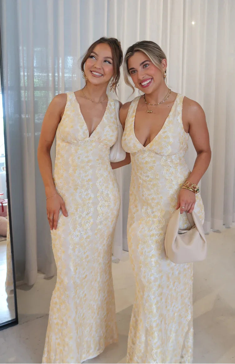 Farida Lace Maxi Dress | Yellow