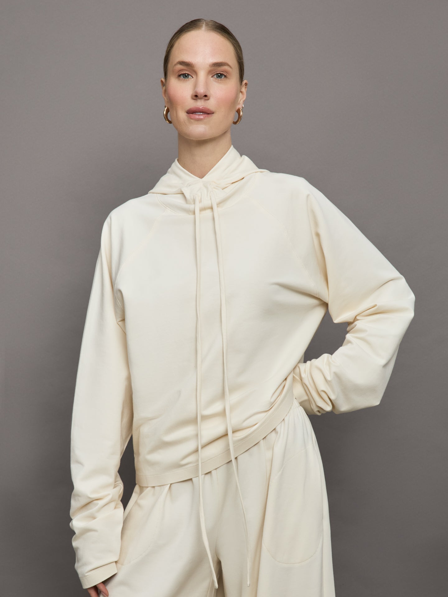 Oversized Raglan Sleeve Hooded Top | Cream