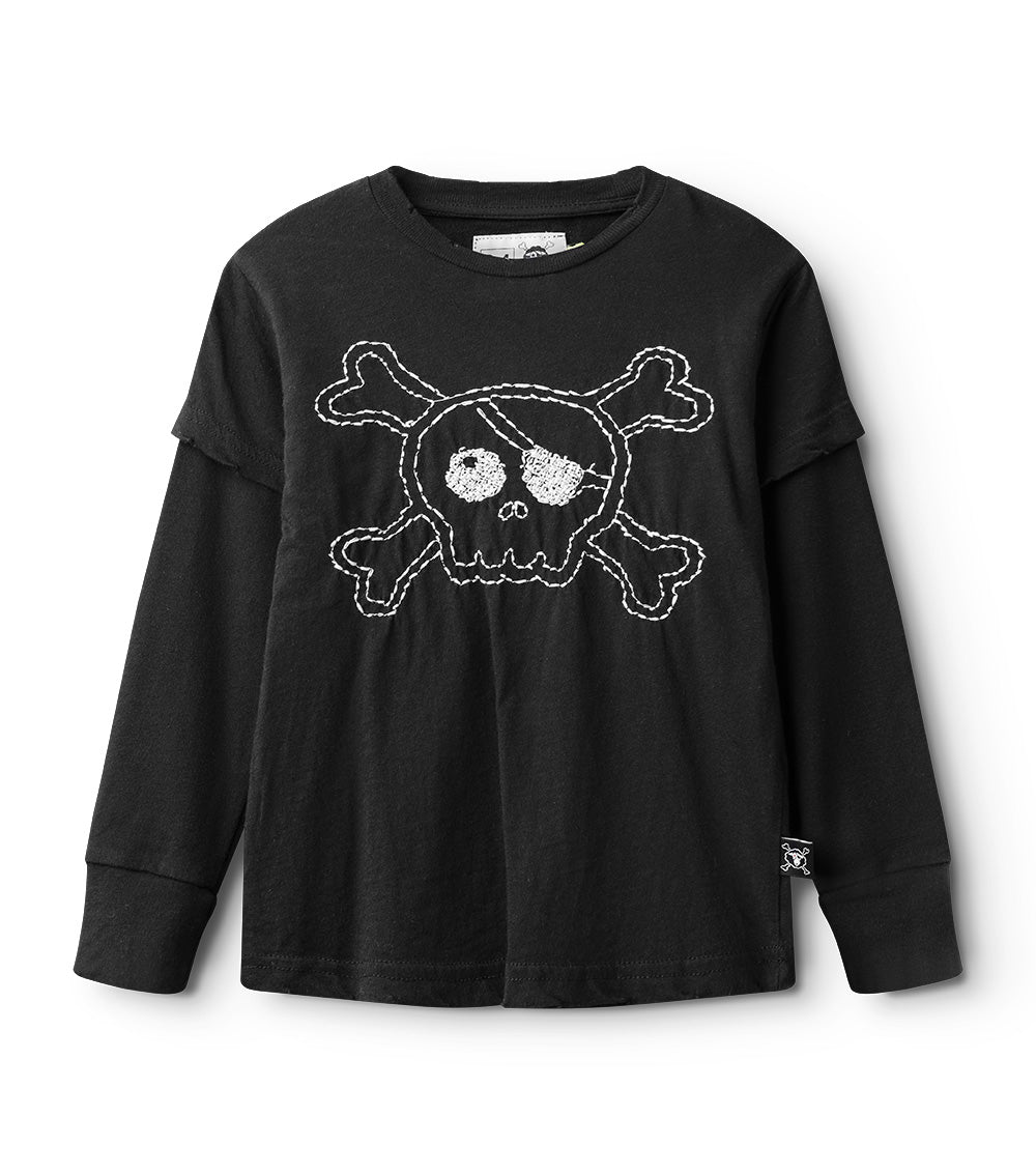 Kid | Embroidered Skull Shirt | Black