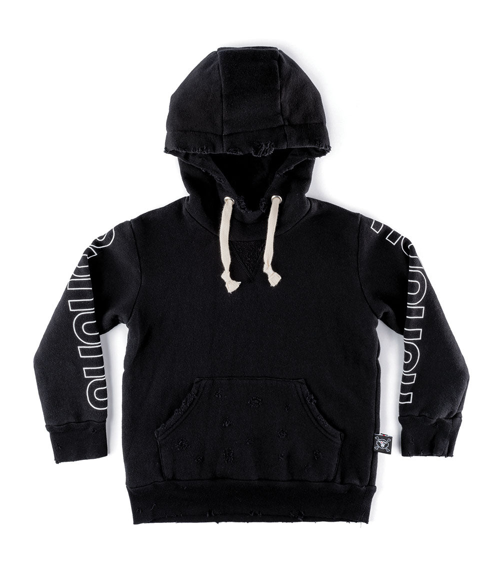 Kid | Fluffy Torn Hoodie | Black