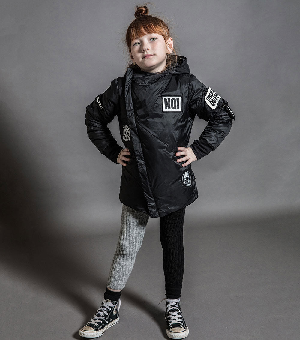 Kid | Knit Leggings | Black x Heather Grey
