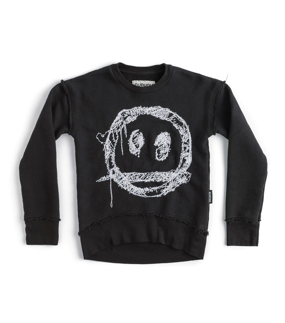 Kid | Embroidered Smile Sweatshirt | Black
