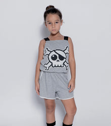 Kid | Skull Patch Tank Overall | Black