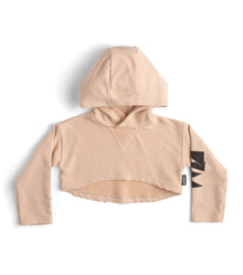 Kid | Cropped Hi-Lo Hoodie | Nude