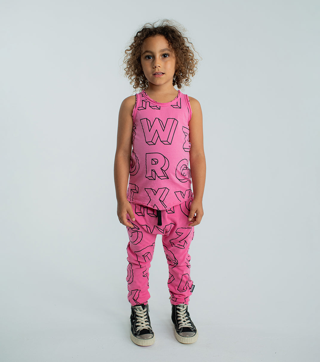 Kid | Light A-Z Baggy Pants | Hot Pink