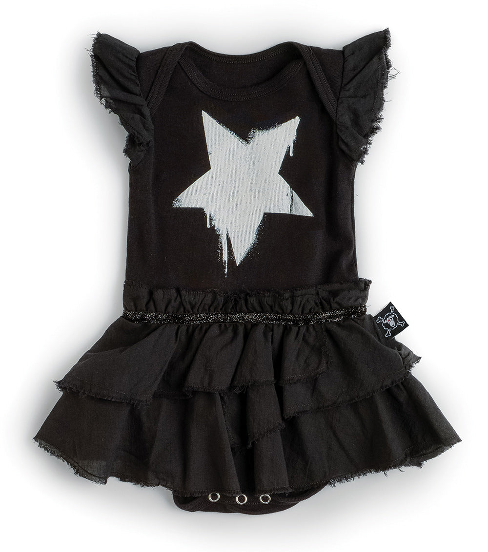 Newborn | Falling Star Onesie Skirt | Black
