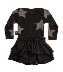Newborn | Soft Star Onesie Layered Skirt | Black