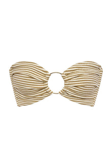 Tori Ties Bandeau Bikini Top | Neutral Stripe