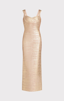 Sweetheart Banded Foil Gown | Gold Foil