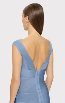 Bateau Criss Cross Waist Bandage Dress | True Blue