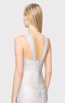 Foil Halter Mini Dress | Silver Foil