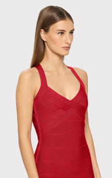 Open X Back Weaved Front Dress | Lipstick Red