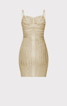 Lurex Eyelash Sweetheart Dress | Metallic Gold