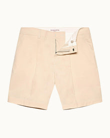 Pebble Easy Fit Single Pleat Laundered Cotton Shorts | Pebble