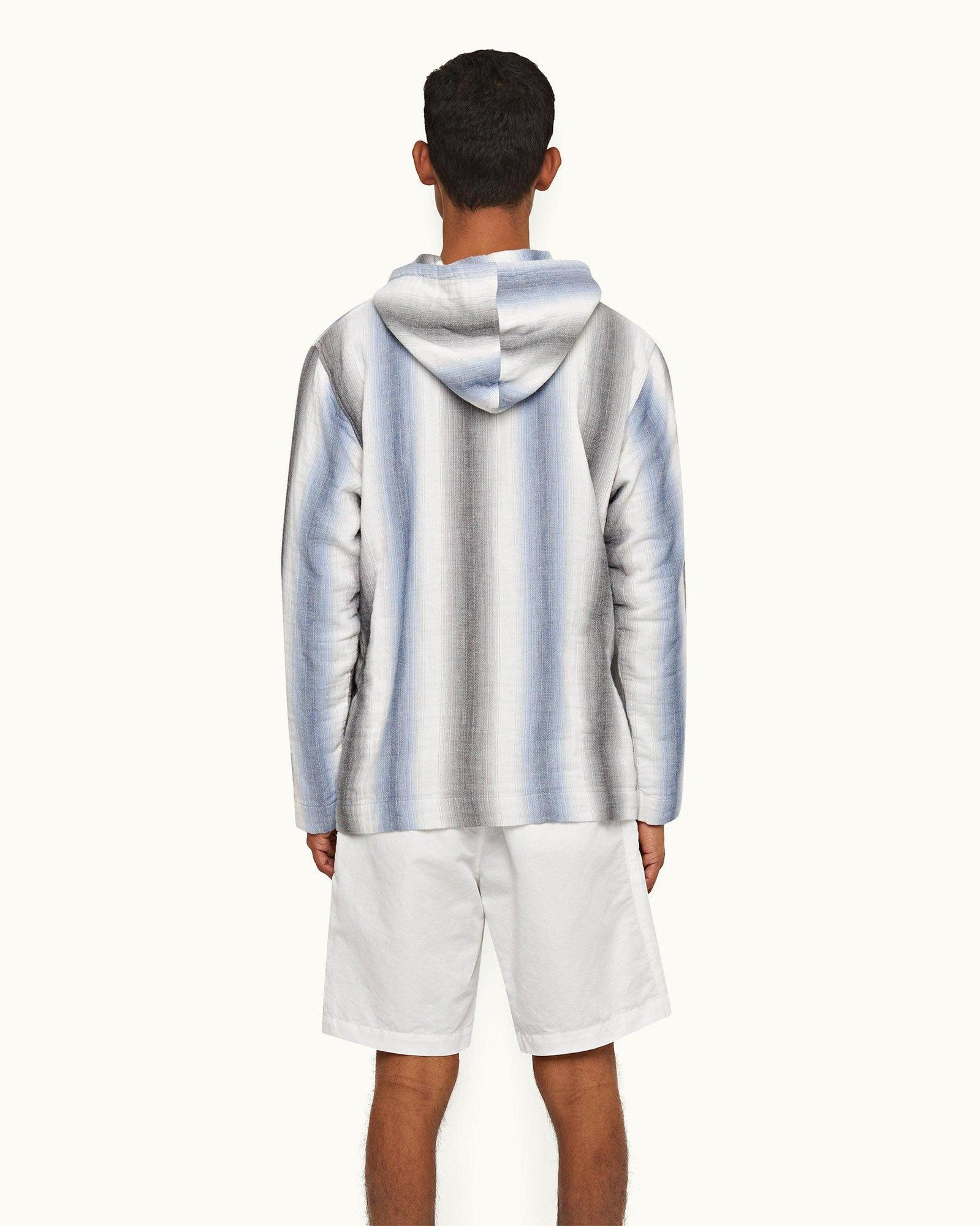 Matchstick/Blue Depths Oasis Stripe Relaxed Fit Hooded Sweatshirt | Matchstick/Blue Depths