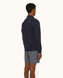 Night Iris Classic Fit Collared Half-Zip Organic Cotton Sweatshirt | Night Iris