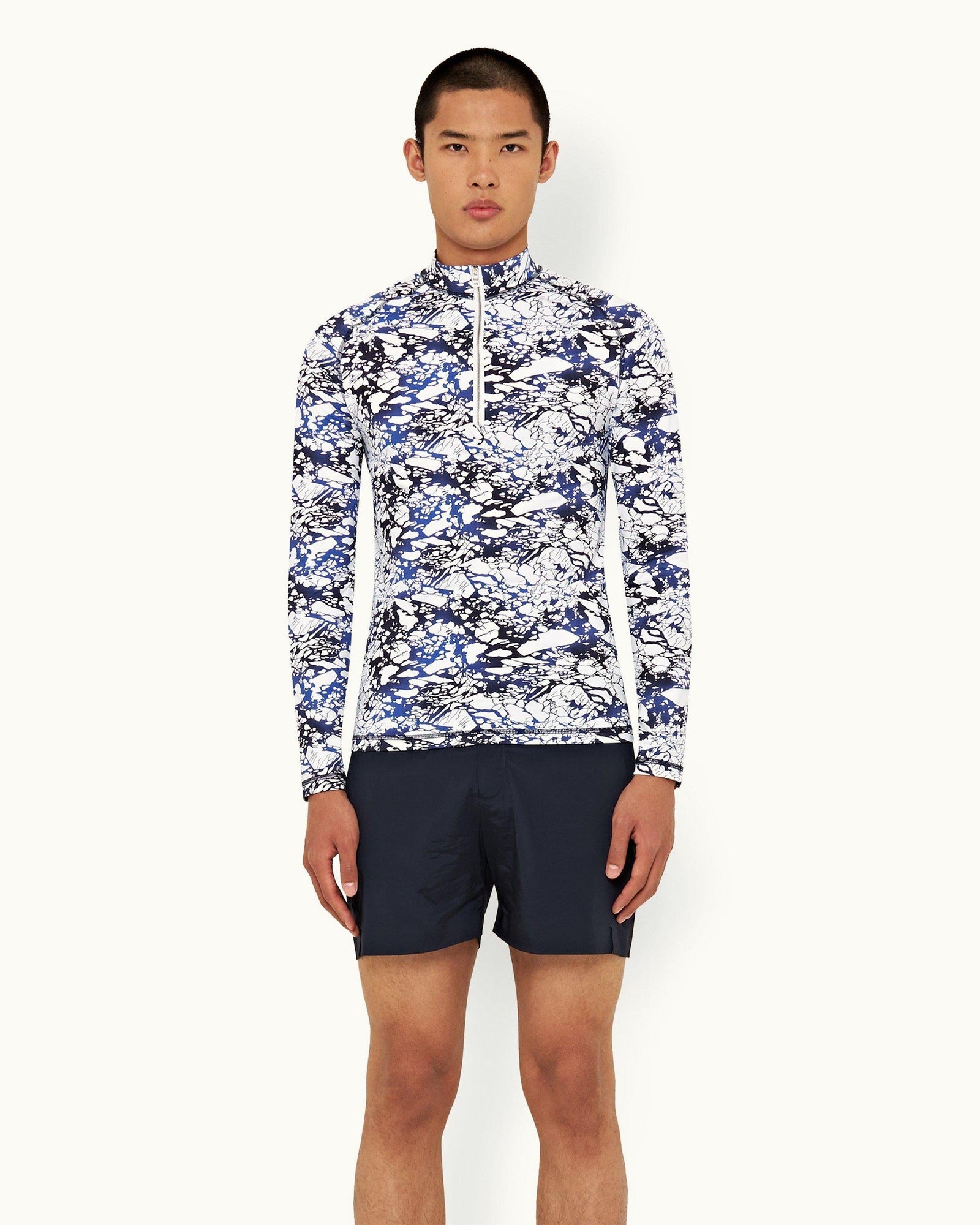 Cloud/Mazanine Ice Print Half-Zip Rash Guard | Cloud/Mazanine