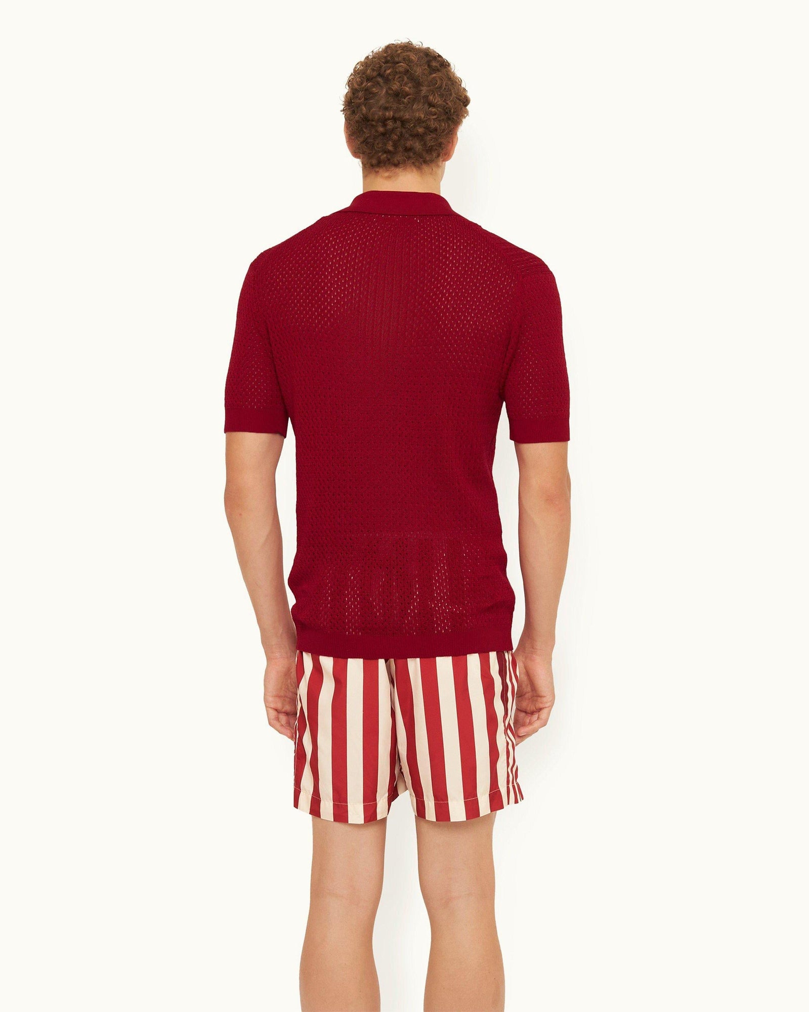 Vermillion Crochet Classic Fit Mercerised Organic Cotton Polo Shirt | Vermillion