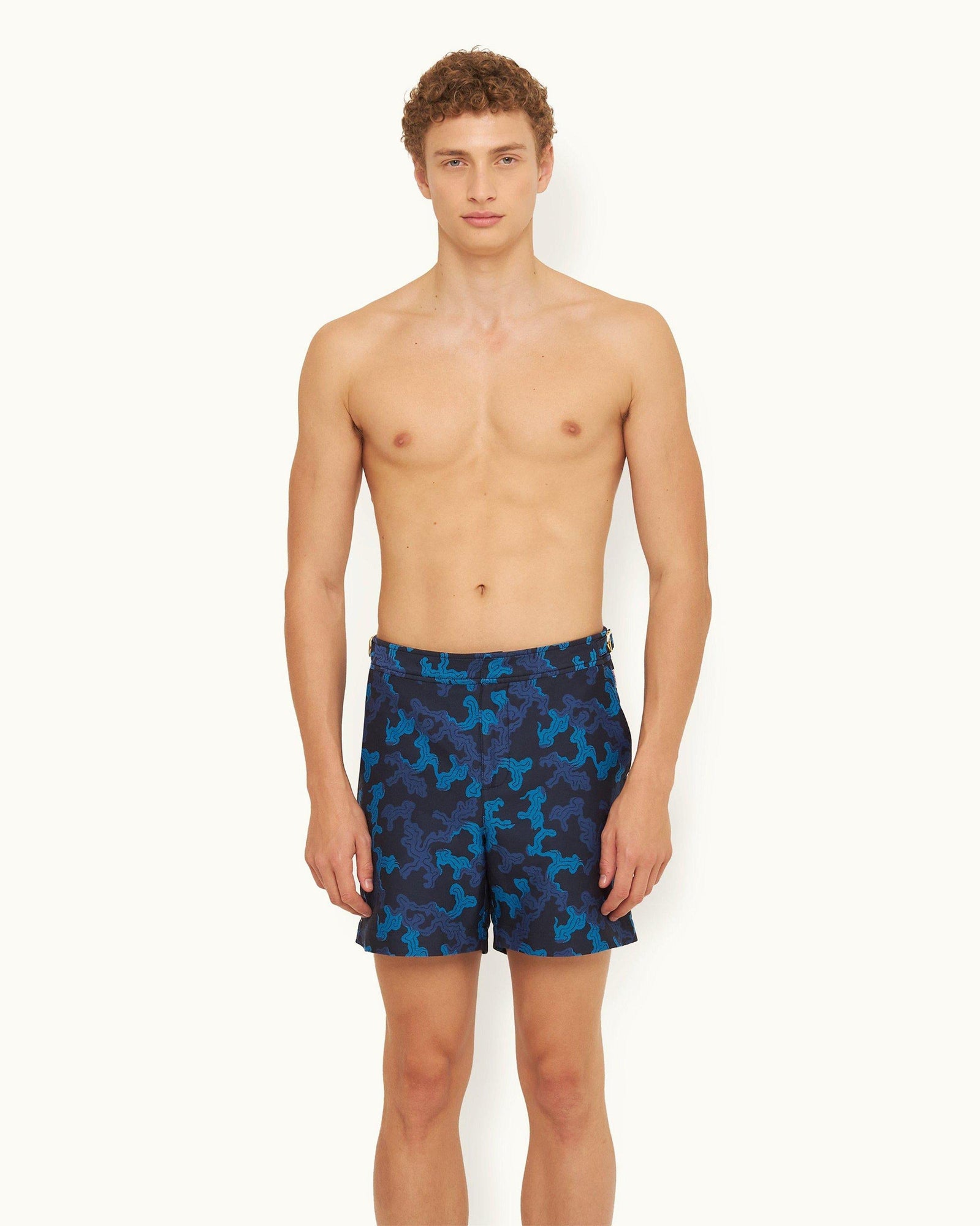 Dark Sapphire Jacquard Mid-Length Swim Shorts | Dark Sapphire