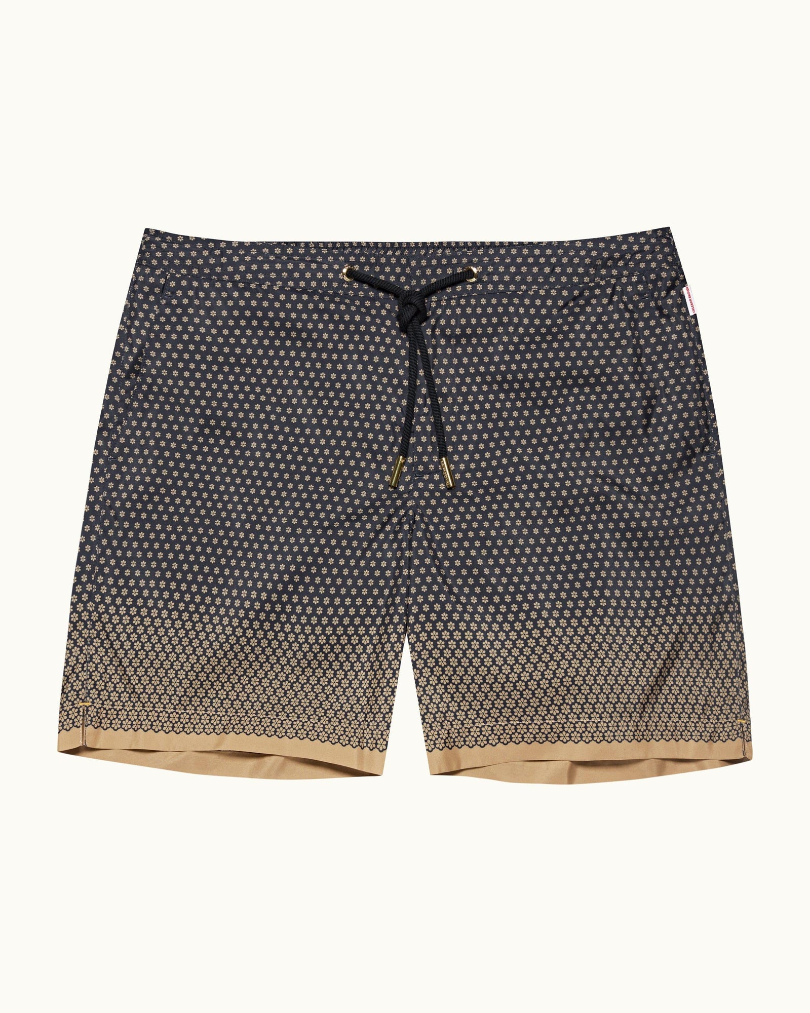 Bulldog Drawcord Biscuit/Night Iris Floret Mid-Length Drawcord Swim Shorts | Biscuit/Night Iris